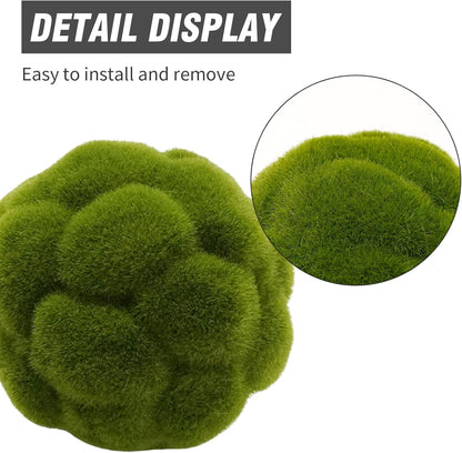 6 PCS Green Moss Ball Decorations, Simulated Moss Balls, Artificial Plant Decorations, Suitable for Garden Wedding Party Decorations