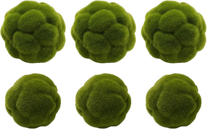 6 PCS Green Moss Ball Decorations, Simulated Moss Balls, Artificial Plant Decorations, Suitable for Garden Wedding Party Decorations