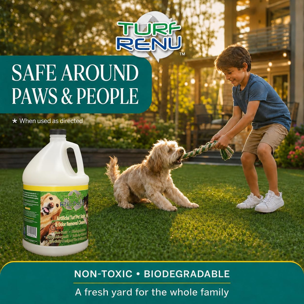 Tr10132 Bio-Enzymatic Cleaning Solution for Synthetic/Artificial Turf and Pet Odor Control with Sprayer, 32-Ounce, 2-Pack