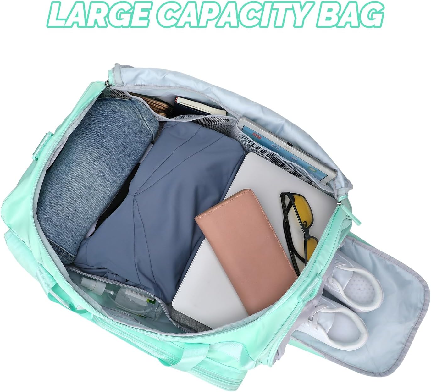 Large Gym Bag for Women Men Travel Duffle Bag With Shoe Compartment | Shoe Compartment,Dry and Wet Separation,Large Capacity Overnight Bag for Yoga Travel Weekend Dance