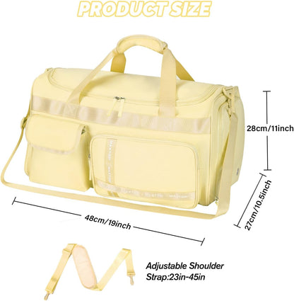 Large Gym Bag for Women Men Travel Duffle Bag With Shoe Compartment | Shoe Compartment,Dry and Wet Separation,Large Capacity Overnight Bag for Yoga Travel Weekend Dance