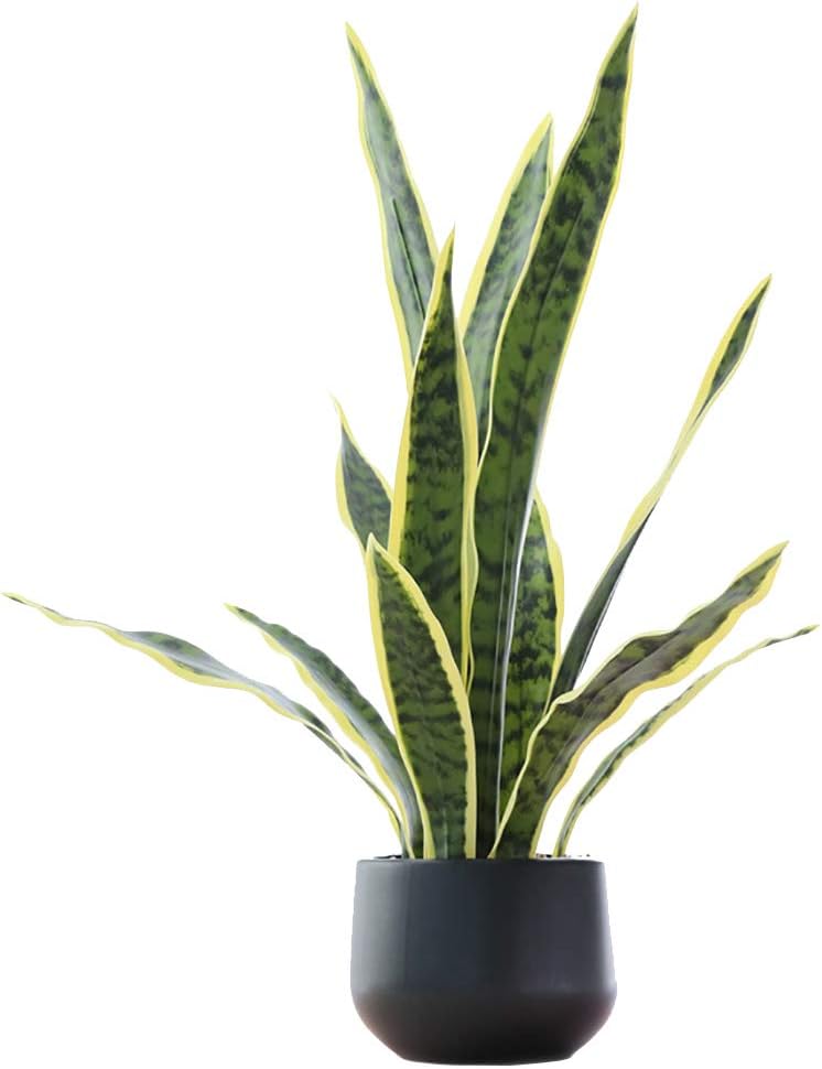 Artificial Snake Plant 22.5" Faux Agave Fake Sansevieria Artificial Potted Plants for Indoor and Outdoor Home Office Décor