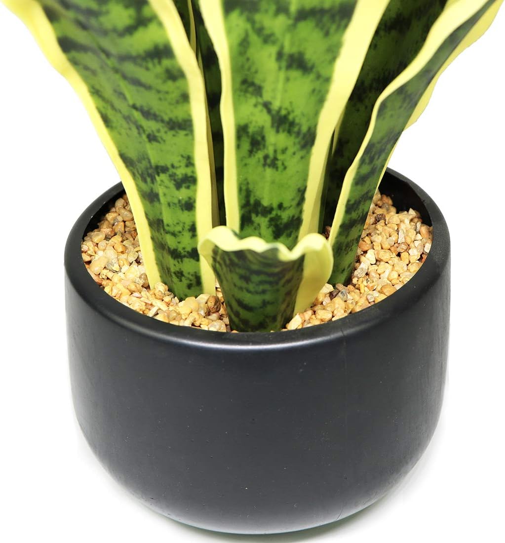 Artificial Snake Plant 22.5" Faux Agave Fake Sansevieria Artificial Potted Plants for Indoor and Outdoor Home Office Décor