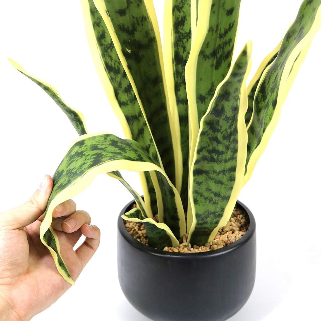 Artificial Snake Plant 22.5" Faux Agave Fake Sansevieria Artificial Potted Plants for Indoor and Outdoor Home Office Décor