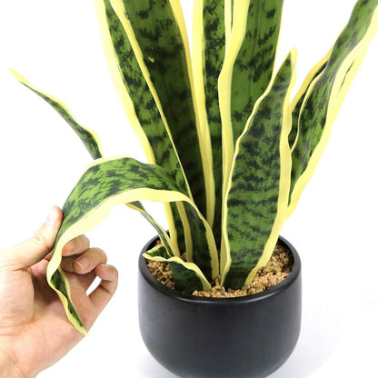 Artificial Snake Plant 22.5" Faux Agave Fake Sansevieria Artificial Potted Plants for Indoor and Outdoor Home Office Décor