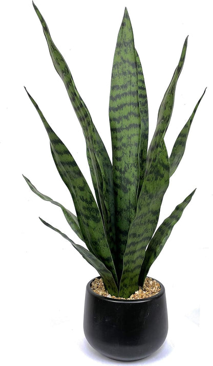 Artificial Snake Plant 22.5" Faux Agave Fake Sansevieria Artificial Potted Plants for Indoor and Outdoor Home Office Décor