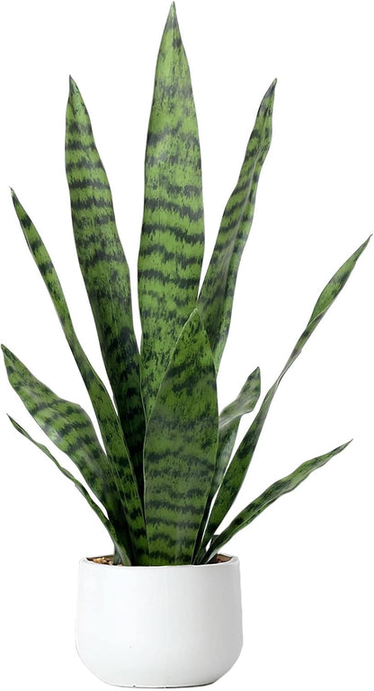 Artificial Snake Plant 22.5" Faux Agave Fake Sansevieria Artificial Potted Plants for Indoor and Outdoor Home Office Décor