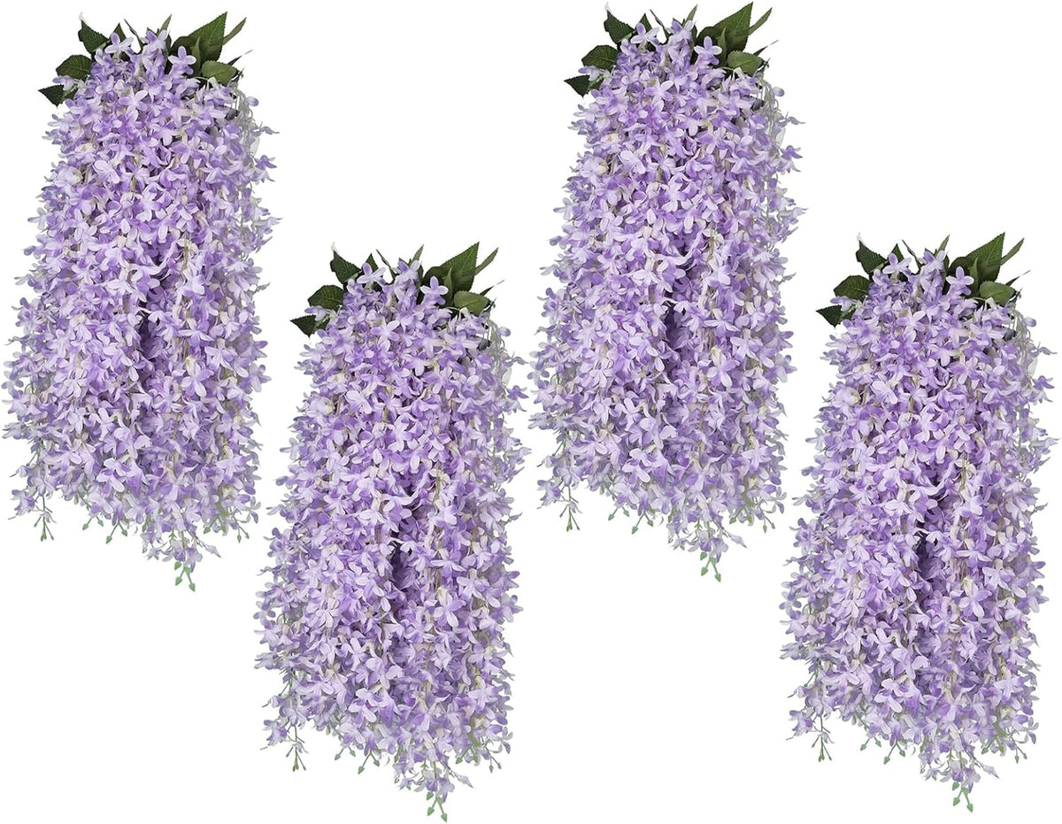 Artificial Silk Lilac Purple Flowers Garland 10Pc-30Branche 33.5in