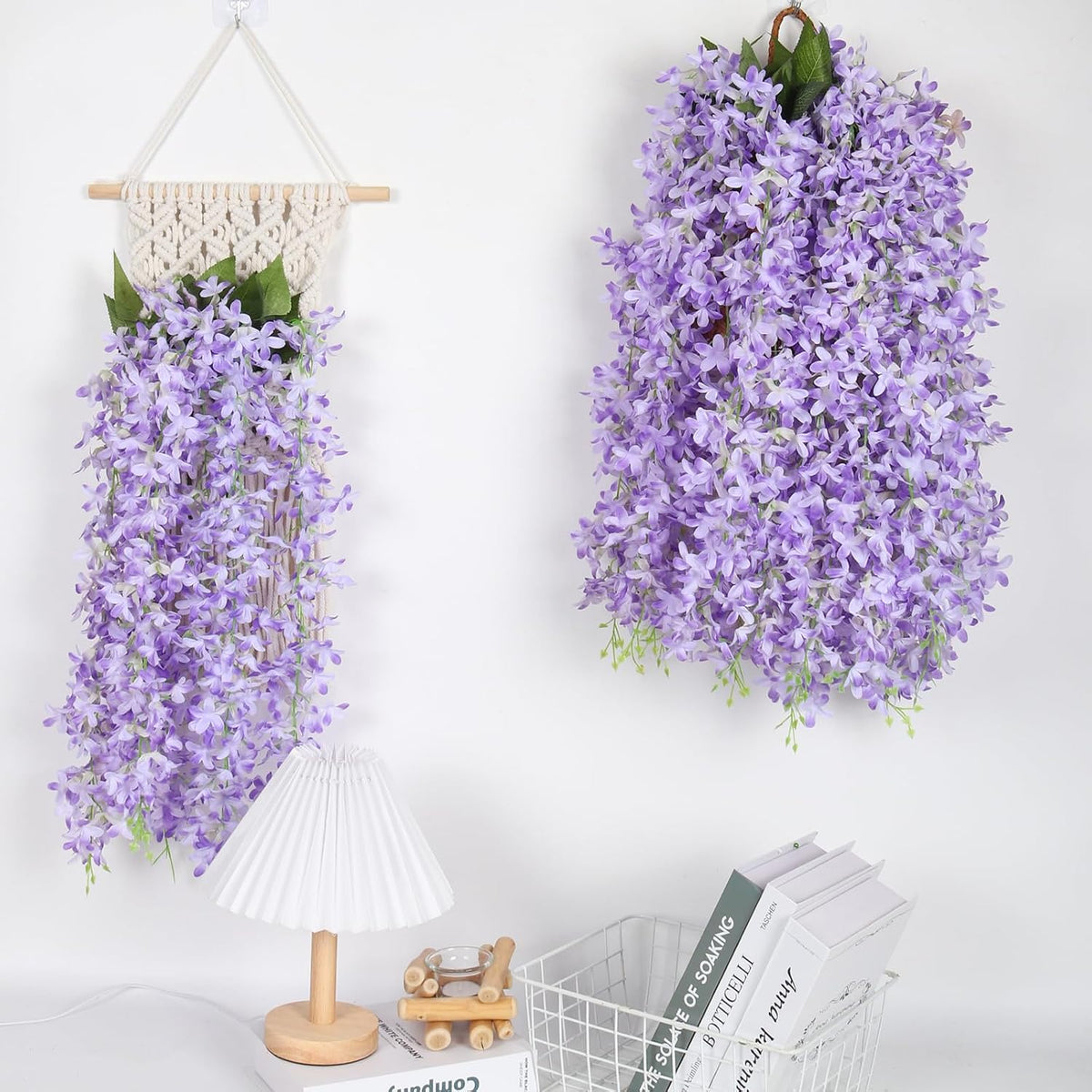 Artificial Silk Lilac Purple Flowers Garland 10Pc-30Branche 33.5in