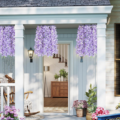 Artificial Silk Lilac Purple Flowers Garland 10Pc-30Branche 33.5in