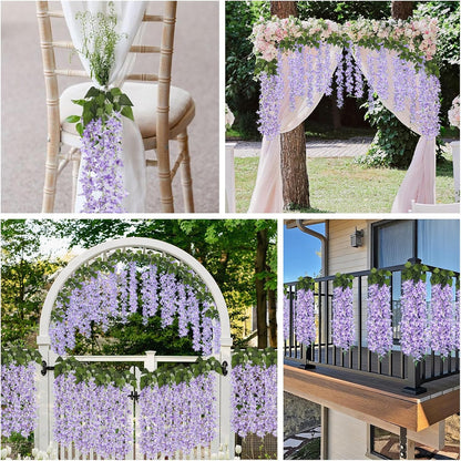 Artificial Silk Lilac Purple Flowers Garland 10Pc-30Branche 33.5in