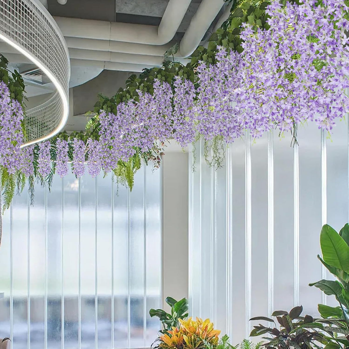Artificial Silk Lilac Purple Flowers Garland 10Pc-30Branche 33.5in