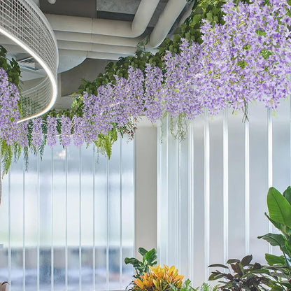 Artificial Silk Lilac Purple Flowers Garland 10Pc-30Branche 33.5in