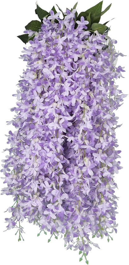 Artificial Silk Lilac Purple Flowers Garland 10Pc-30Branche 33.5in