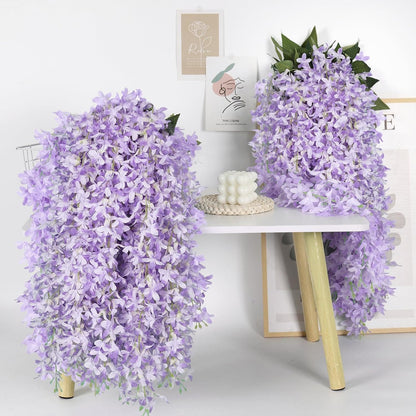 Artificial Silk Lilac Purple Flowers Garland 10Pc-30Branche 33.5in