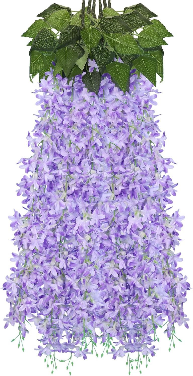 Artificial Silk Lilac Purple Flowers Garland 10Pc-30Branche 33.5in