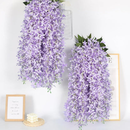 Artificial Silk Lilac Purple Flowers Garland 10Pc-30Branche 33.5in