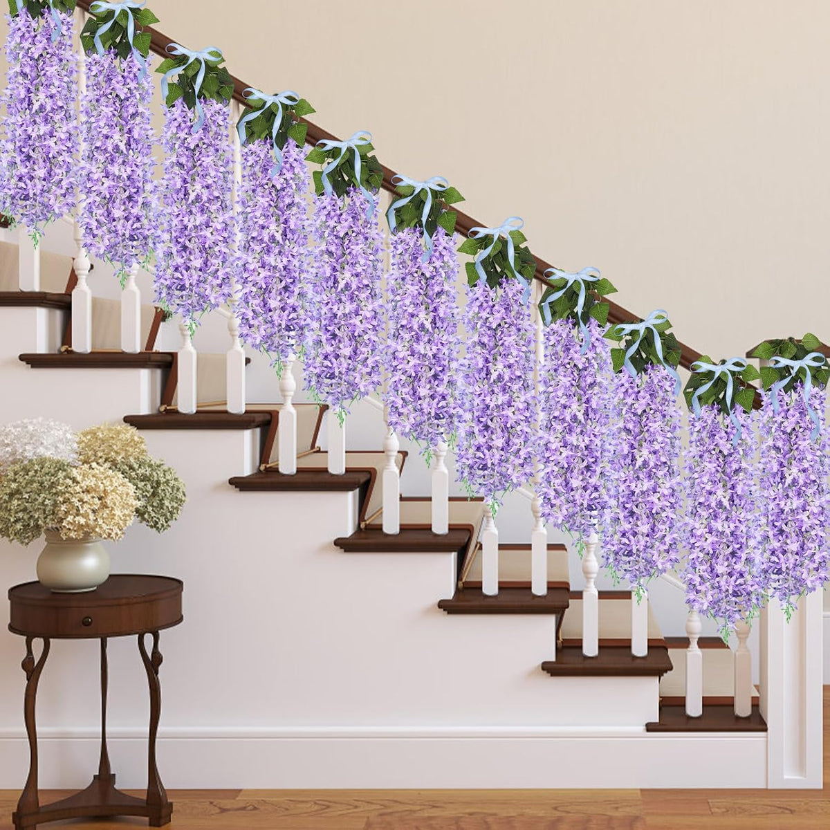 Artificial Silk Lilac Purple Flowers Garland 10Pc-30Branche 33.5in