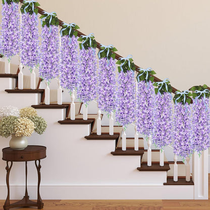 Artificial Silk Lilac Purple Flowers Garland 10Pc-30Branche 33.5in