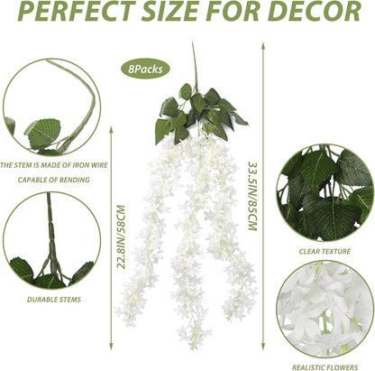 Artificial Silk Lilac Purple Flowers Garland 10Pc-30Branche 33.5in