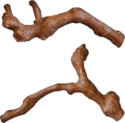 2PCS Reptile Wood Branches Decor,Lizard Habitat Natural Wood Decoration,Snake Climbing Branch Accessories,Terrarium Tree Trunk Ornament for Bearded Dragon Gecko Frog Chameleon Spider