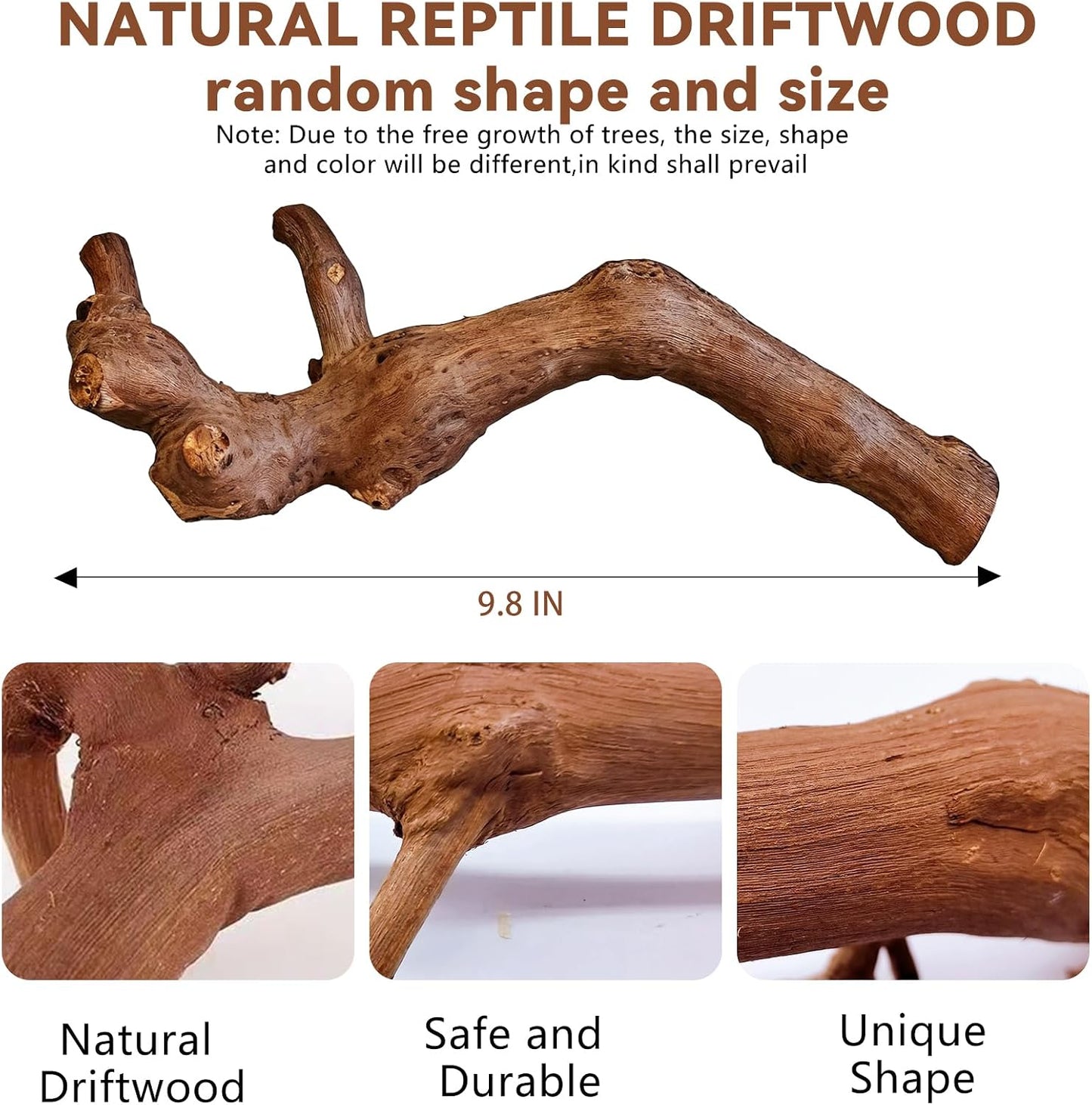 2PCS Reptile Wood Branches Decor,Lizard Habitat Natural Wood Decoration,Snake Climbing Branch Accessories,Terrarium Tree Trunk Ornament for Bearded Dragon Gecko Frog Chameleon Spider