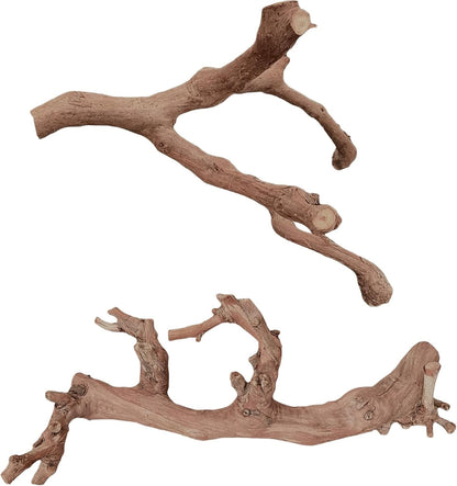 2PCS Reptile Wood Branches Decor,Lizard Habitat Natural Wood Decoration,Snake Climbing Branch Accessories,Terrarium Tree Trunk Ornament for Bearded Dragon Gecko Frog Chameleon Spider