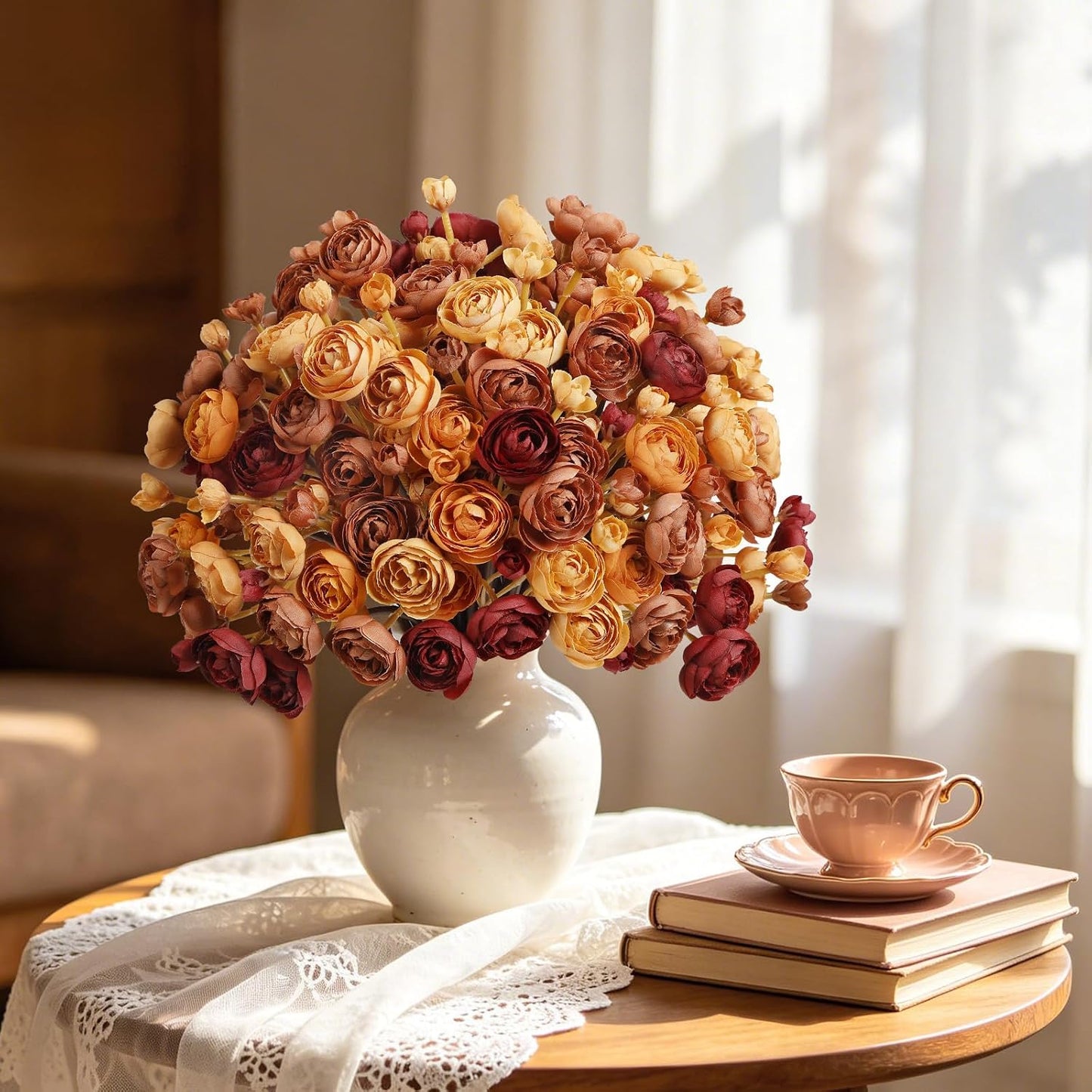 30Pcs Ranunculus Artificial Flowers Faux Silk Mini Flowers Indoor | Spring Peony Flowers for Vase & DIY Bouquets, Bulk Fake Wedding Filler Flowers for Bride Shower Decorations, Shabby Blush