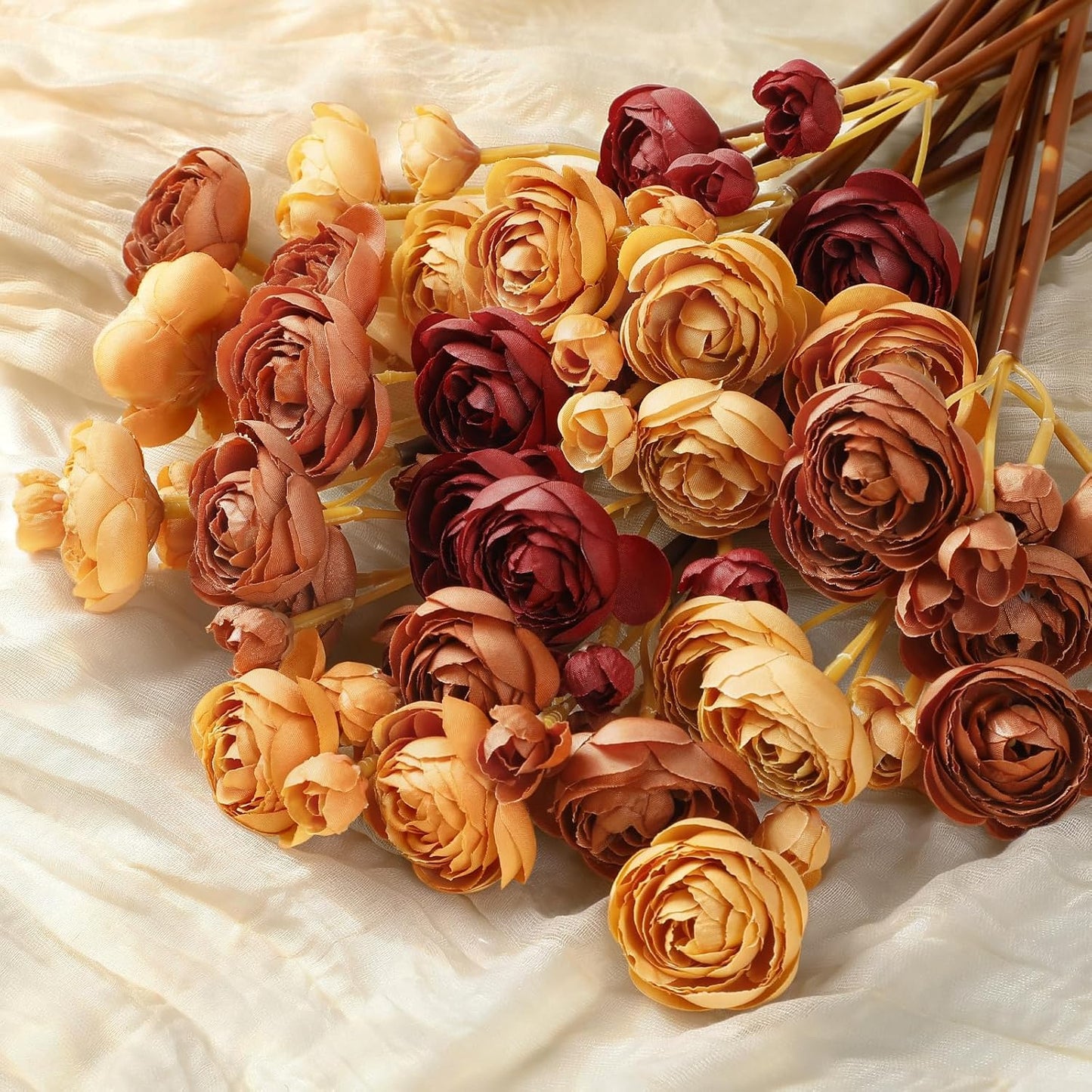 30Pcs Ranunculus Artificial Flowers Faux Silk Mini Flowers Indoor | Spring Peony Flowers for Vase & DIY Bouquets, Bulk Fake Wedding Filler Flowers for Bride Shower Decorations, Shabby Blush