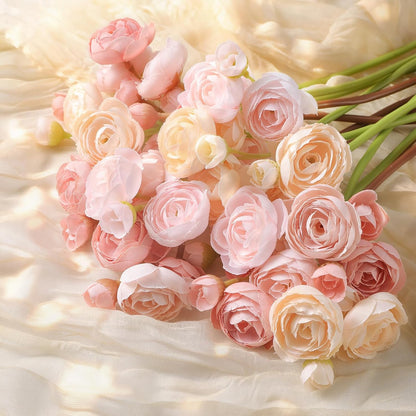 30Pcs Ranunculus Artificial Flowers Faux Silk Mini Flowers Indoor | Spring Peony Flowers for Vase & DIY Bouquets, Bulk Fake Wedding Filler Flowers for Bride Shower Decorations, Shabby Blush