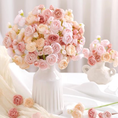 30Pcs Ranunculus Artificial Flowers Faux Silk Mini Flowers Indoor | Spring Peony Flowers for Vase & DIY Bouquets, Bulk Fake Wedding Filler Flowers for Bride Shower Decorations, Shabby Blush