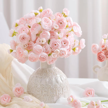 30Pcs Ranunculus Artificial Flowers Faux Silk Mini Flowers Indoor | Spring Peony Flowers for Vase & DIY Bouquets, Bulk Fake Wedding Filler Flowers for Bride Shower Decorations, Shabby Blush