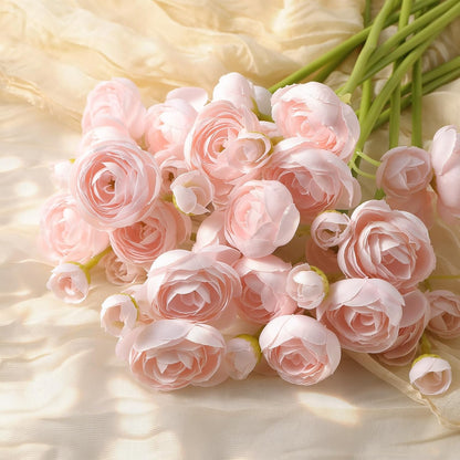 30Pcs Ranunculus Artificial Flowers Faux Silk Mini Flowers Indoor | Spring Peony Flowers for Vase & DIY Bouquets, Bulk Fake Wedding Filler Flowers for Bride Shower Decorations, Shabby Blush