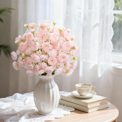 30Pcs Ranunculus Artificial Flowers Faux Silk Mini Flowers Indoor | Spring Peony Flowers for Vase & DIY Bouquets, Bulk Fake Wedding Filler Flowers for Bride Shower Decorations, Shabby Blush