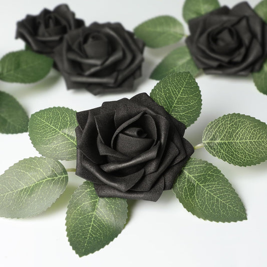 50Pcs Rose Artificial Flowers, lavender Fake Roses for Decorations, Light Purple Foam Fake Flowers with Stems DIY Wedding Bouquet Bridal Shower Centerpieces Floral Arrangement Party Home Decor