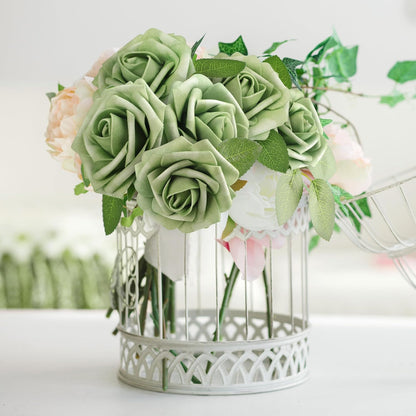 50Pcs Rose Artificial Flowers, lavender Fake Roses for Decorations, Light Purple Foam Fake Flowers with Stems DIY Wedding Bouquet Bridal Shower Centerpieces Floral Arrangement Party Home Decor