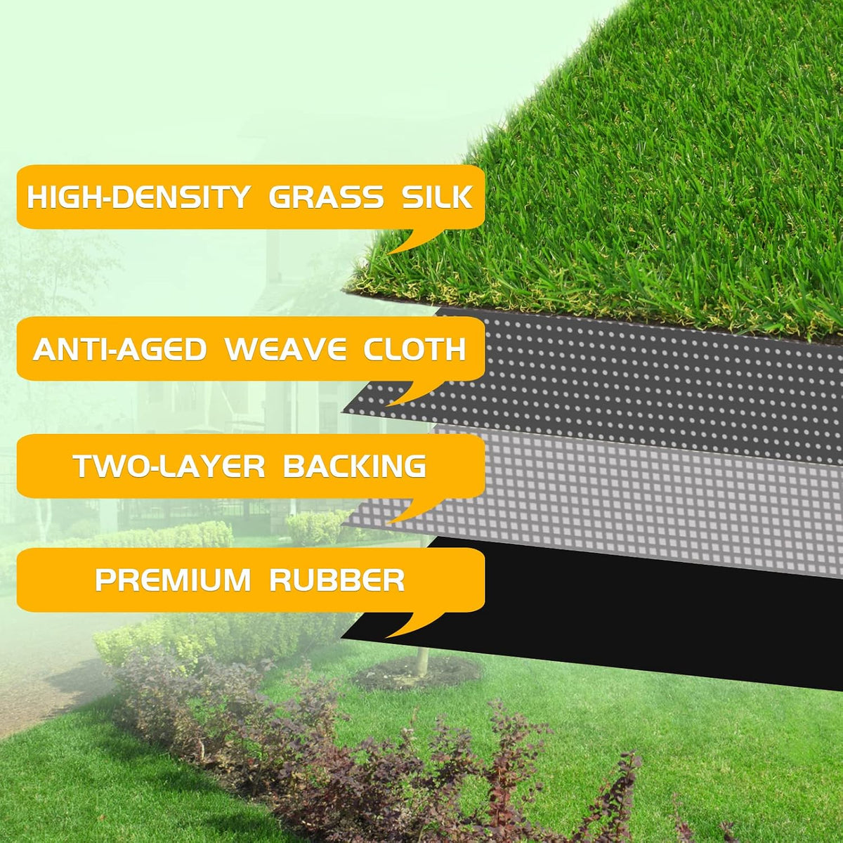 Artificial Grass Turf Lawn 4'10"" x 8' Outdoor Rug, 0.8"" Premium Realistic Turf for Garden, Yard, Home Landscape, Playground, Dogs Synthetic Grass Mat Fake Grass Rug
