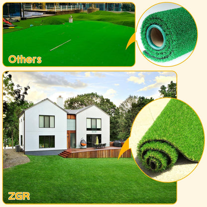 Artificial Grass Turf Lawn 4'10"" x 8' Outdoor Rug, 0.8"" Premium Realistic Turf for Garden, Yard, Home Landscape, Playground, Dogs Synthetic Grass Mat Fake Grass Rug