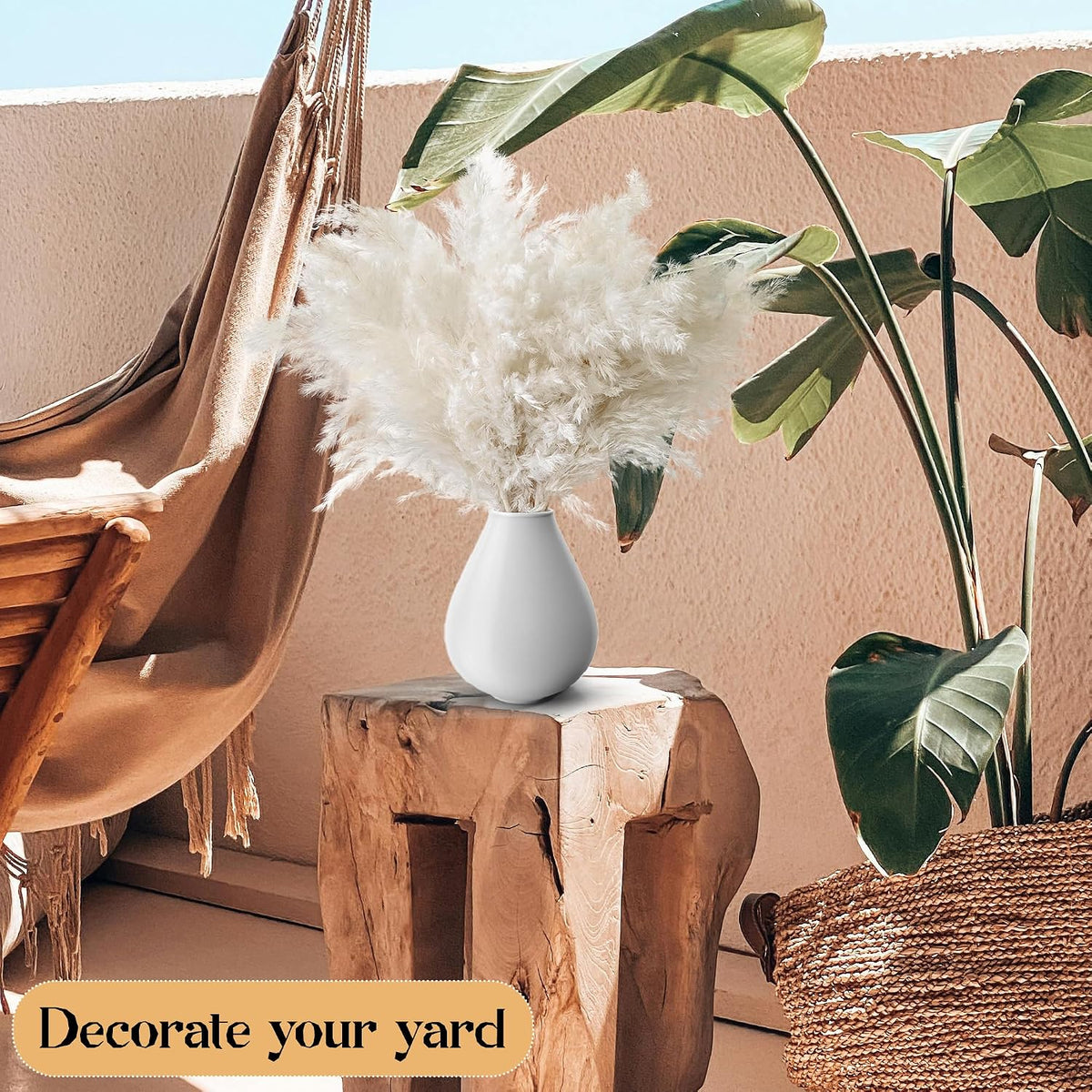 Boho Decor, Fluffy Pompas Grass, Natural Dry Pampas Grass Small, Short Pampass Bulk for Boho Room Decor, Coffee Table Decor (17 inch)