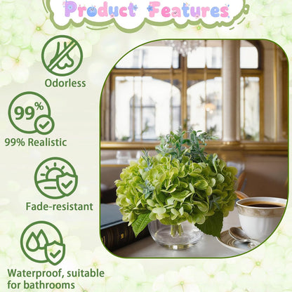 White Magnolia Artificial Flowers with Vase Fake Magnolia Flowers Indoor Real Touch Flowers with Faux Water for Home Decor Centerpieces for Tables