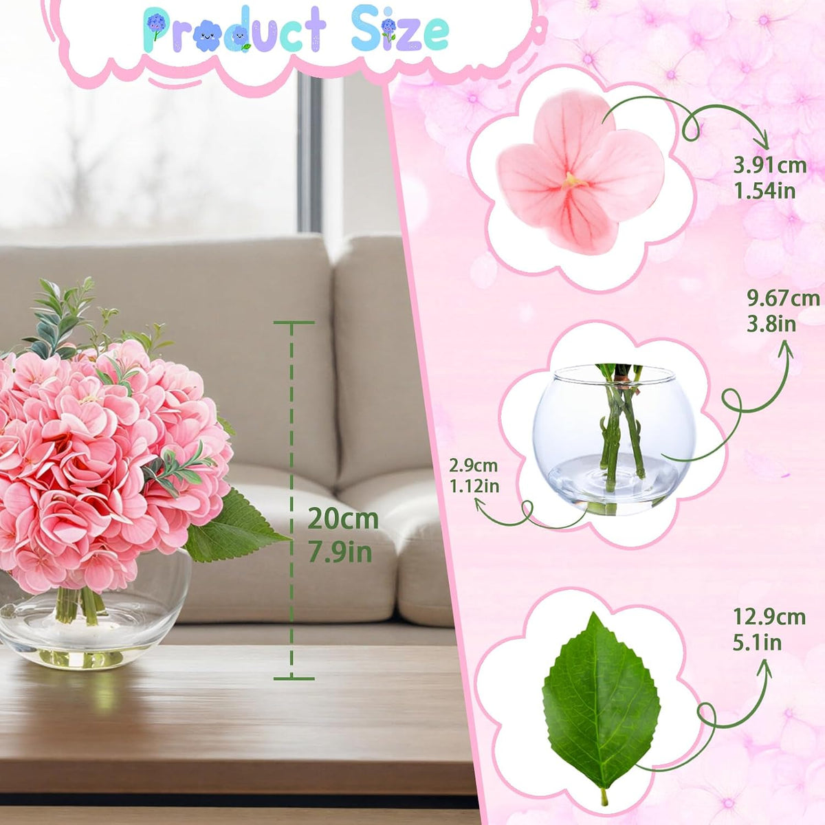 White Magnolia Artificial Flowers with Vase Fake Magnolia Flowers Indoor Real Touch Flowers with Faux Water for Home Decor Centerpieces for Tables