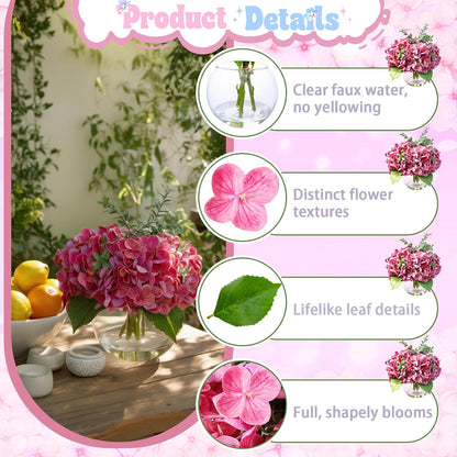 White Magnolia Artificial Flowers with Vase Fake Magnolia Flowers Indoor Real Touch Flowers with Faux Water for Home Decor Centerpieces for Tables