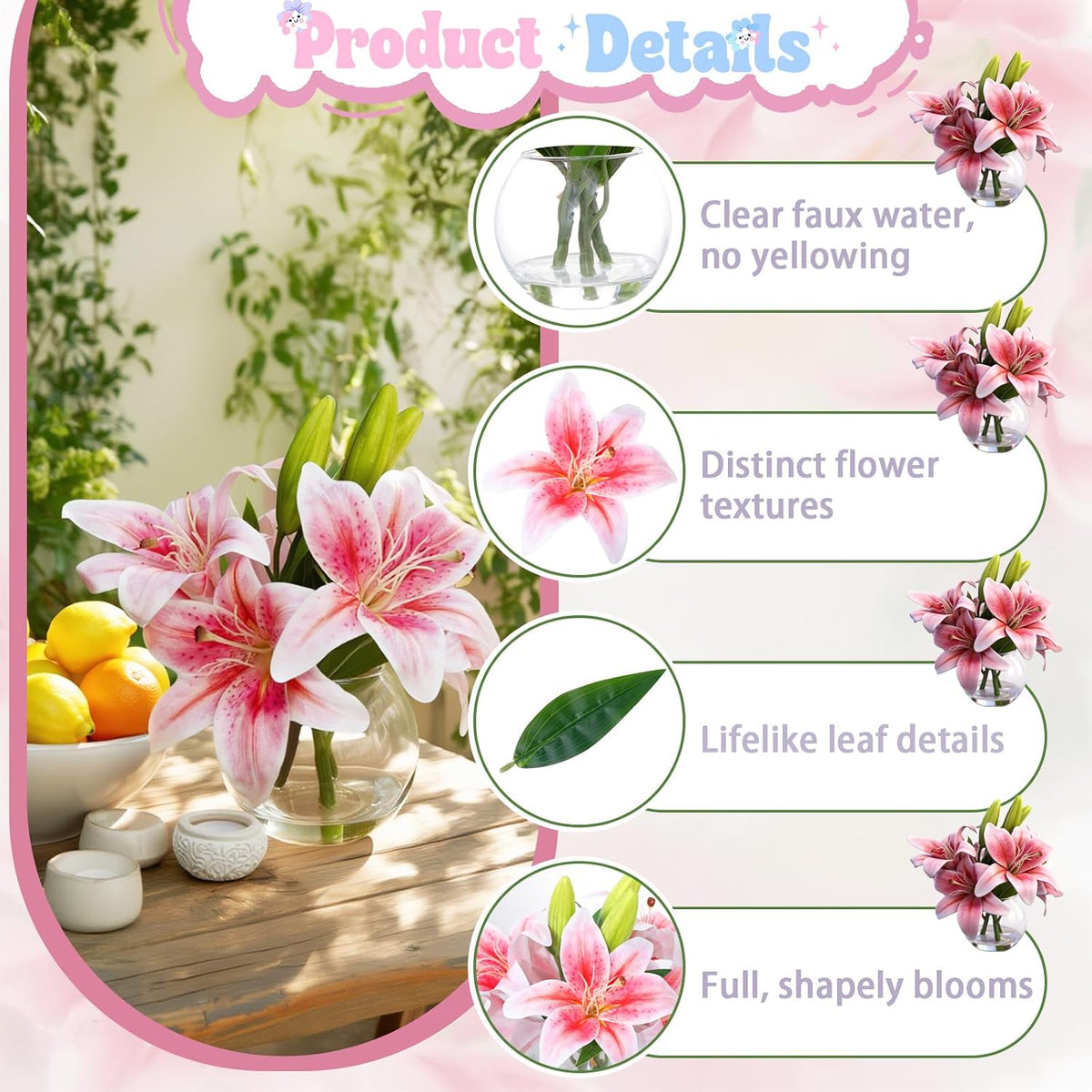 White Magnolia Artificial Flowers with Vase Fake Magnolia Flowers Indoor Real Touch Flowers with Faux Water for Home Decor Centerpieces for Tables