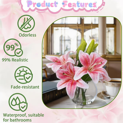 White Magnolia Artificial Flowers with Vase Fake Magnolia Flowers Indoor Real Touch Flowers with Faux Water for Home Decor Centerpieces for Tables