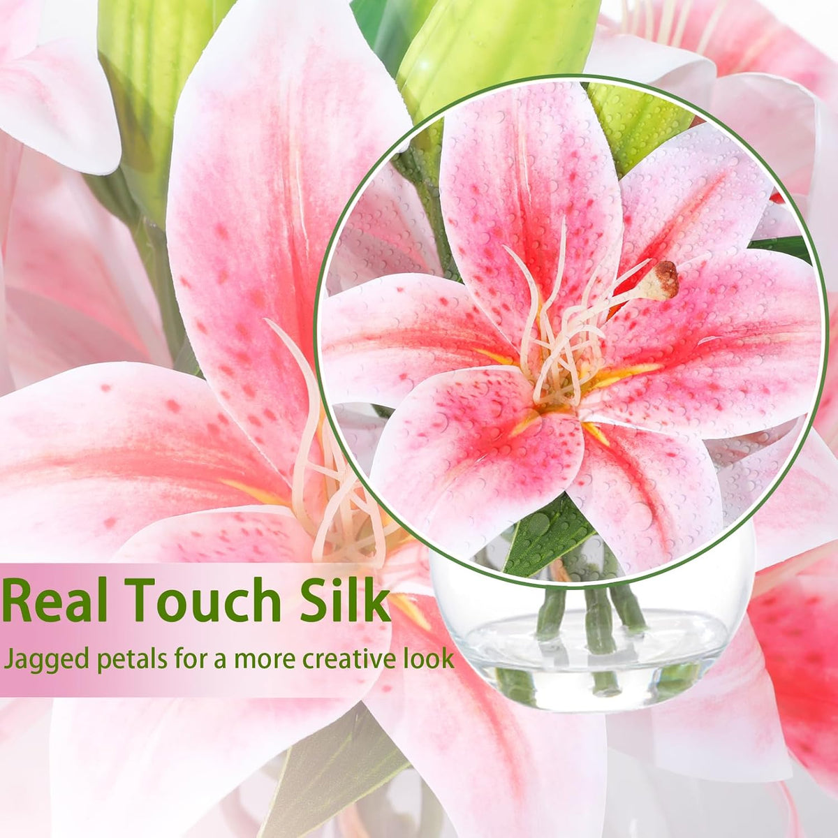 White Magnolia Artificial Flowers with Vase Fake Magnolia Flowers Indoor Real Touch Flowers with Faux Water for Home Decor Centerpieces for Tables