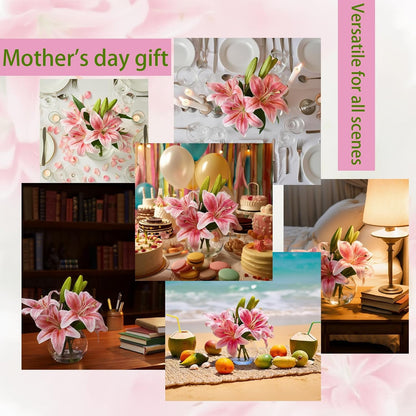 White Magnolia Artificial Flowers with Vase Fake Magnolia Flowers Indoor Real Touch Flowers with Faux Water for Home Decor Centerpieces for Tables
