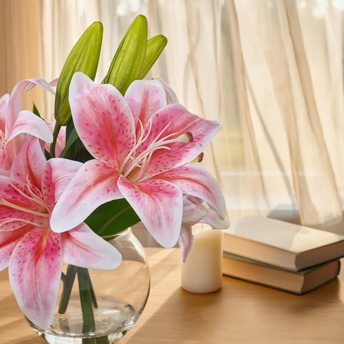 White Magnolia Artificial Flowers with Vase Fake Magnolia Flowers Indoor Real Touch Flowers with Faux Water for Home Decor Centerpieces for Tables