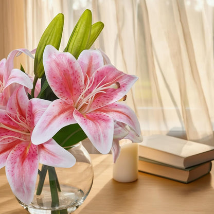White Magnolia Artificial Flowers with Vase Fake Magnolia Flowers Indoor Real Touch Flowers with Faux Water for Home Decor Centerpieces for Tables
