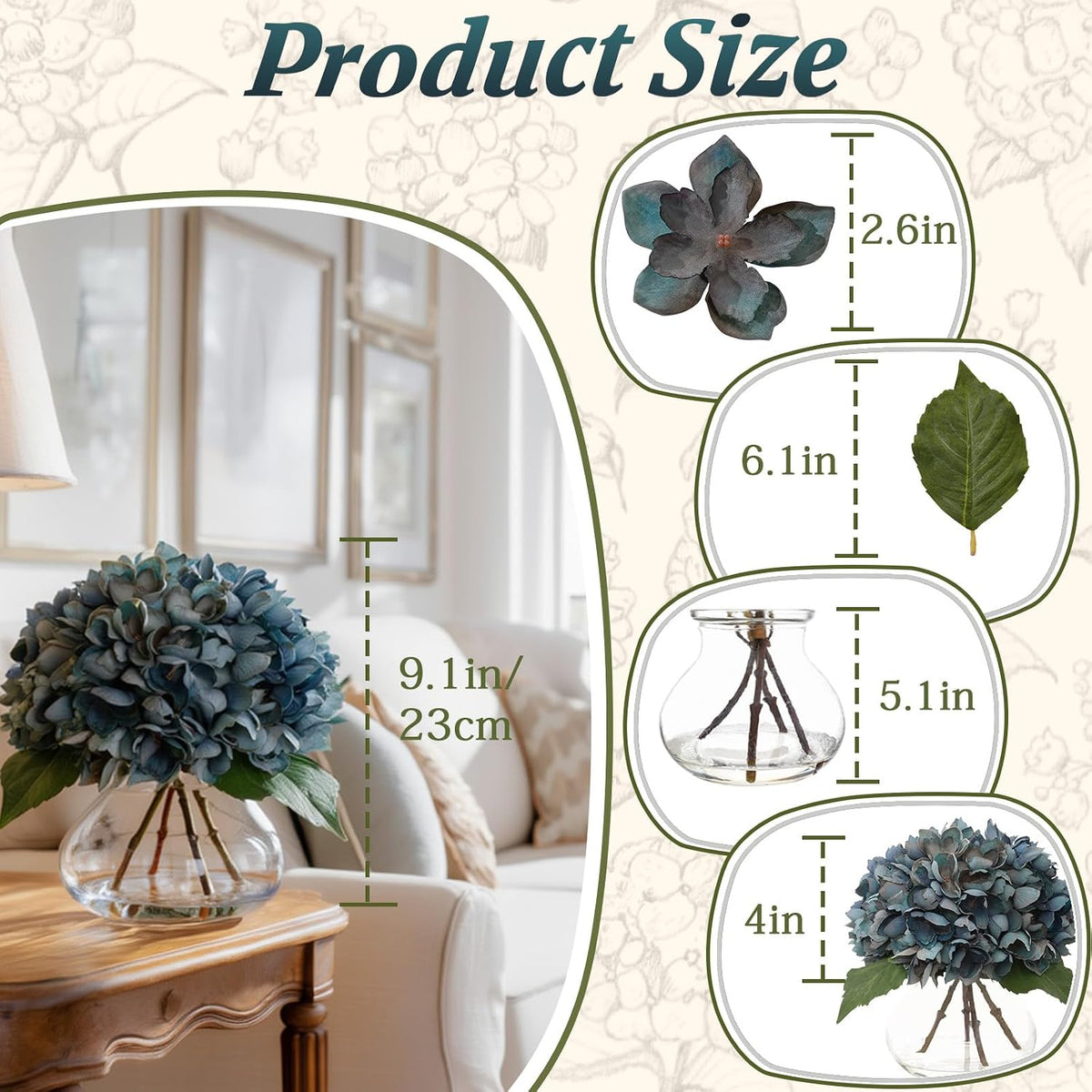 White Magnolia Artificial Flowers with Vase Fake Magnolia Flowers Indoor Real Touch Flowers with Faux Water for Home Decor Centerpieces for Tables