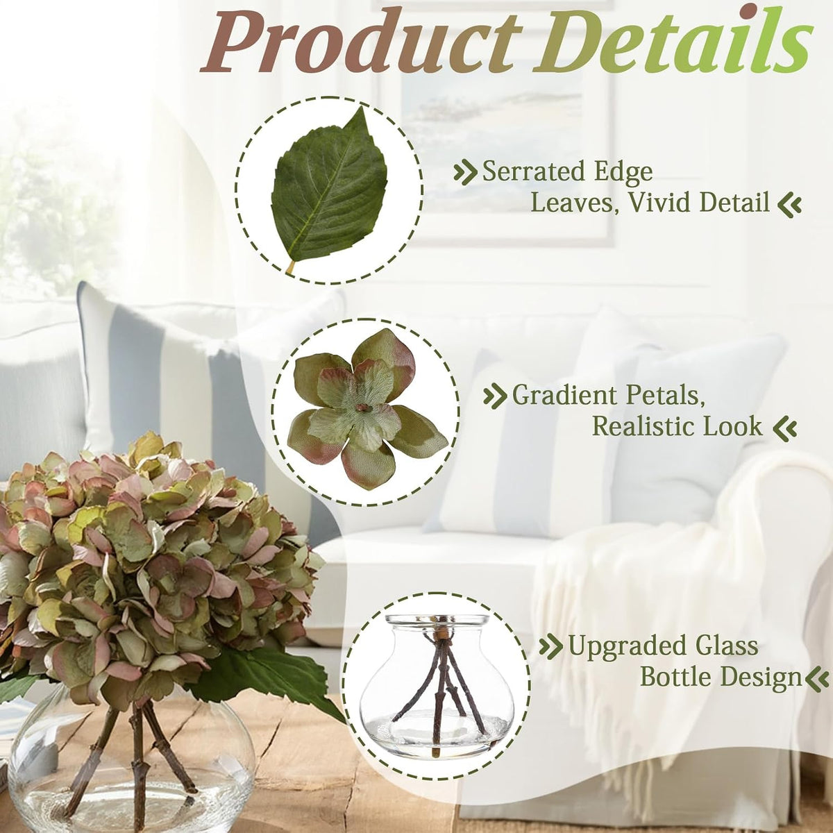White Magnolia Artificial Flowers with Vase Fake Magnolia Flowers Indoor Real Touch Flowers with Faux Water for Home Decor Centerpieces for Tables